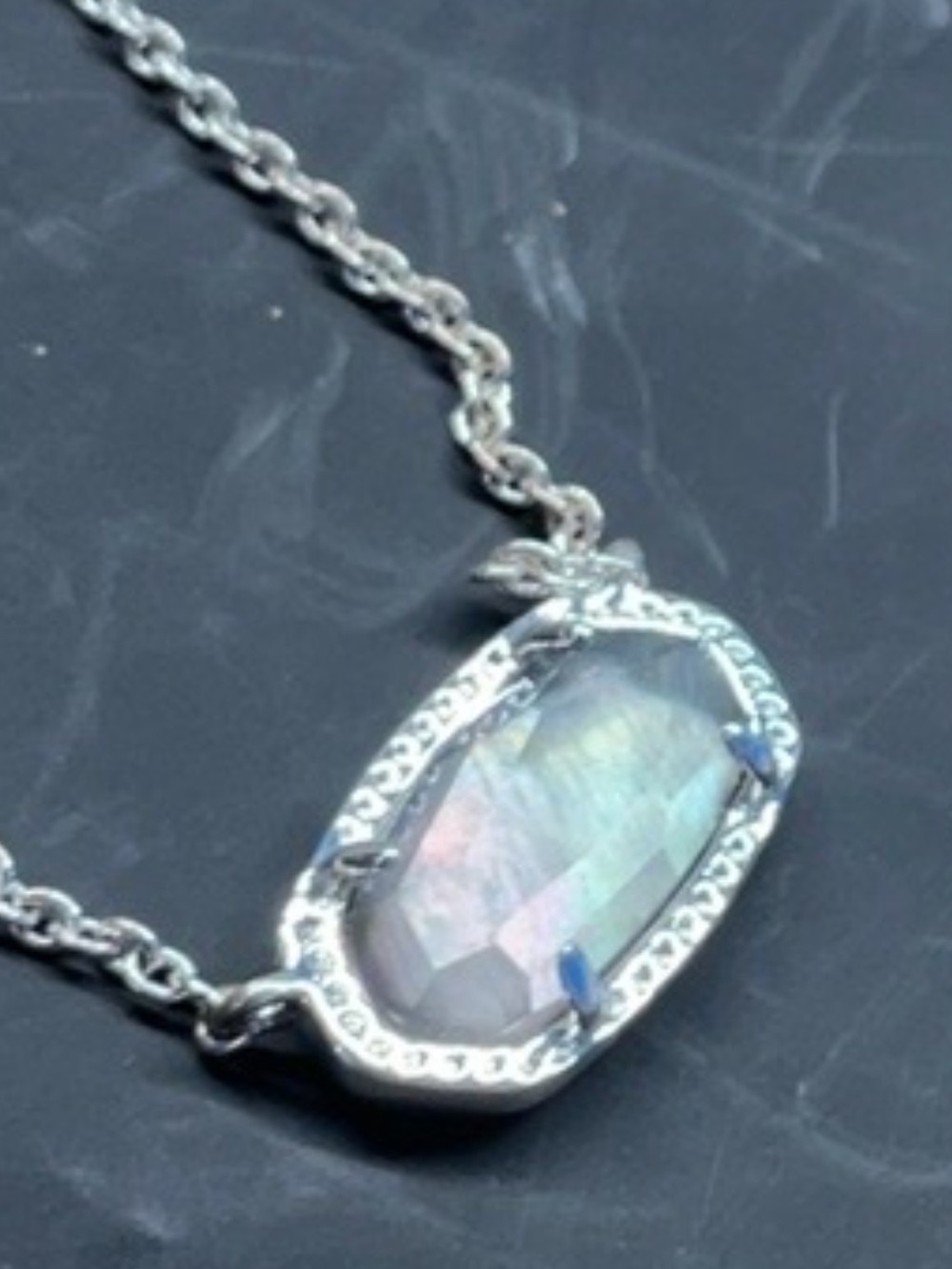 Kendra Scott Silver-Tone Iridescent Pendant Necklace - Picture 3 of 6